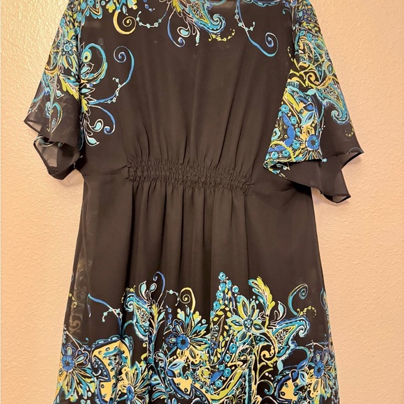 Lane Bryant Black Tunic with Blue and Yellow Pattern - Picture 3 of 3